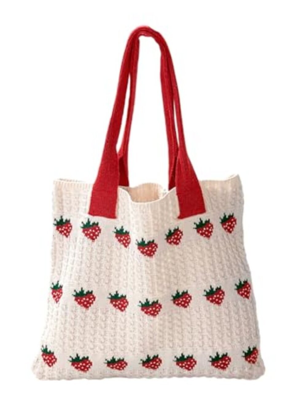 Cute Strawberry Pattern Tote Bag Crochet Tote Bag Shoulder Bag